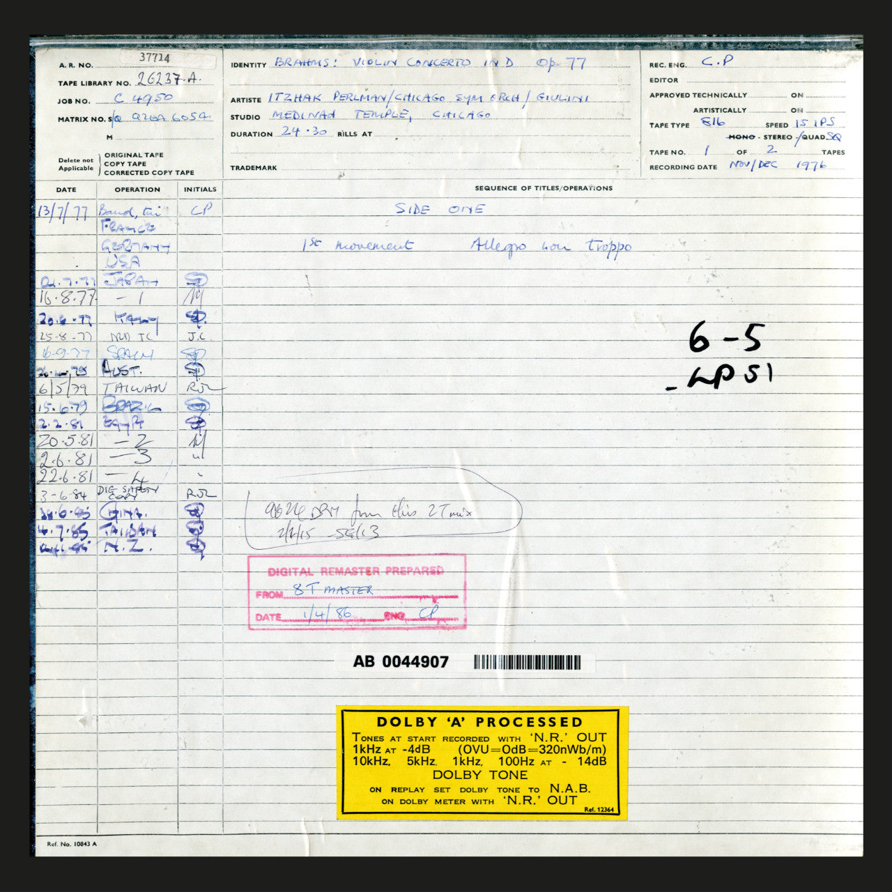 revox-itzhak-perlman-brahms-violin-concerto-master-tape image 3