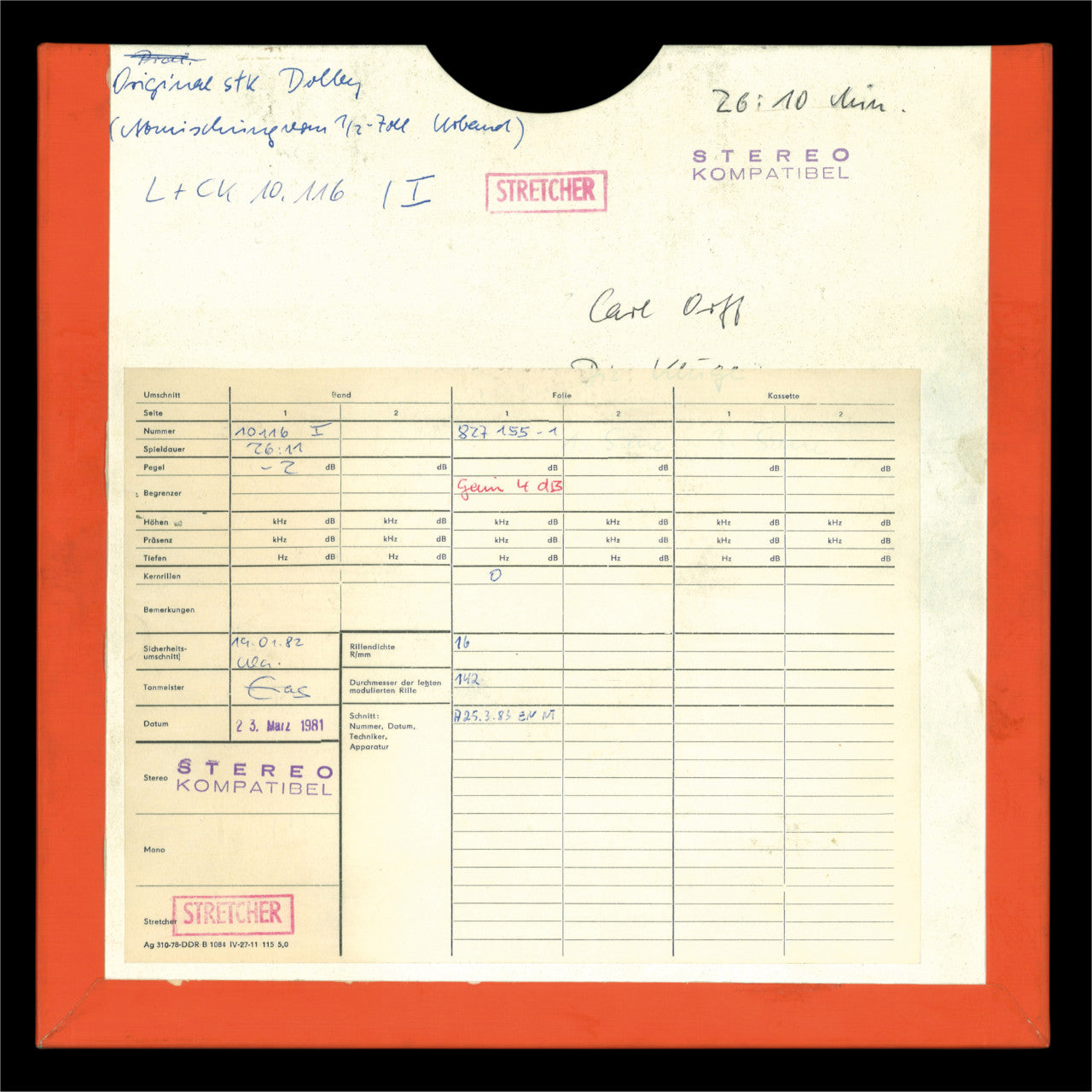 revox-master-tape-edition-carl-orff-die-kluge-kegel-1978-79 image 6