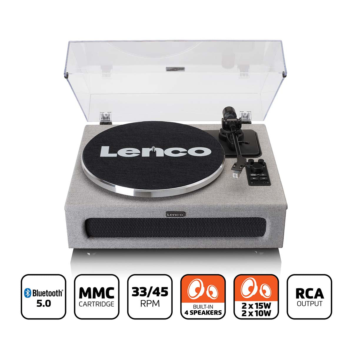 lenco-ls-440gy-plattenspieler-mit-4-eingebauten-lautsprechern-grau-stoff-bluetoo image 2