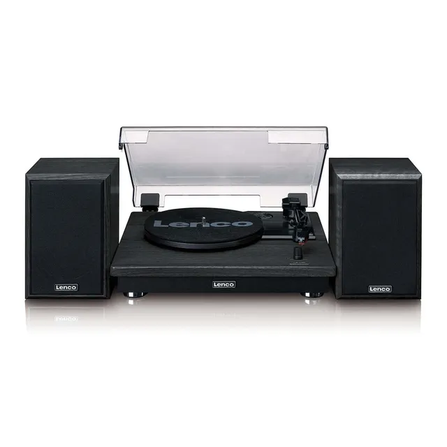 lenco-ls-100bk-plattenspieler-mit-bluetooth-und-2-externen-lautsprechern-schwarz image 1