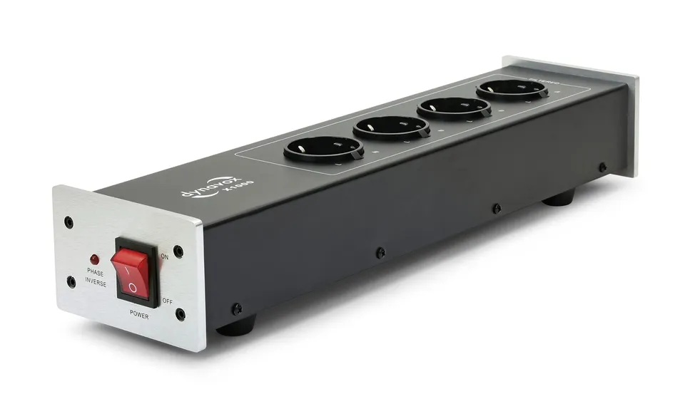 dynavox-x1000s-hifi-netzfilter-steckdosenleiste-mit-4-gefilterten-pl-tzen-silber image 1