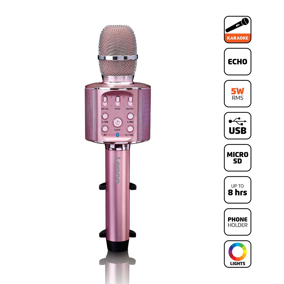lenco-bmc-090pk-karaoke-bluetooth-mikrofon-mit-speaker-pink image 8