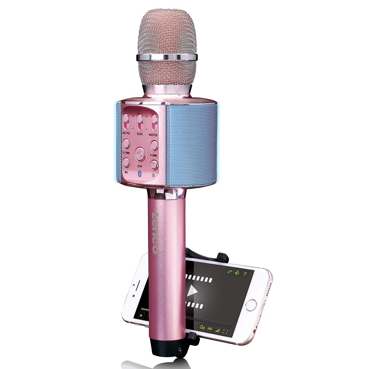 lenco-bmc-090pk-karaoke-bluetooth-mikrofon-mit-speaker-pink image 2