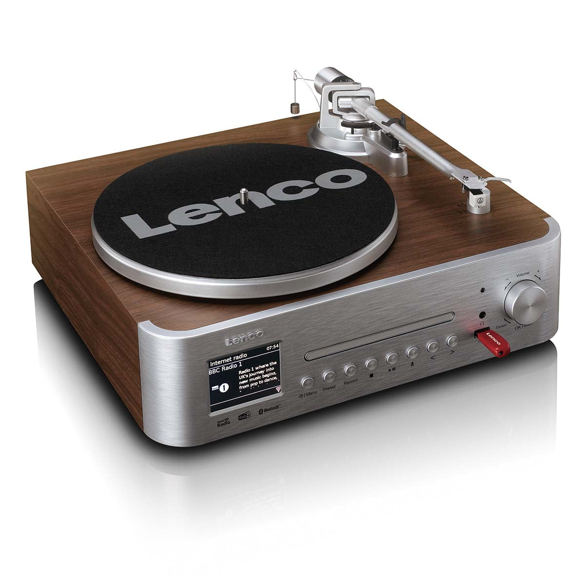 lenco-mc-860wdsi-hifi-stereoset-mit-plattenspieler-und-lautsprechern-holz-silber image 7