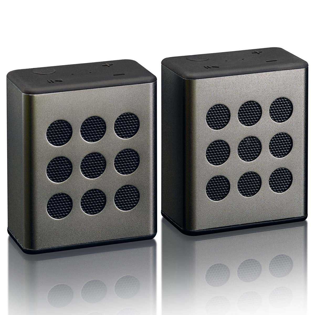 lenco-btp-200bk-bluetooth-stereo-lautsprecher-set-grau-2x-speaker image 2