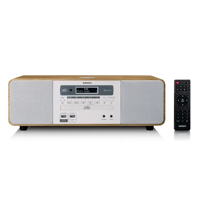 lenco-dar-251wdwh-stereoanlage-mit-dab-fm-cd-usb-bluetooth-und-qi-holz-wei image 1