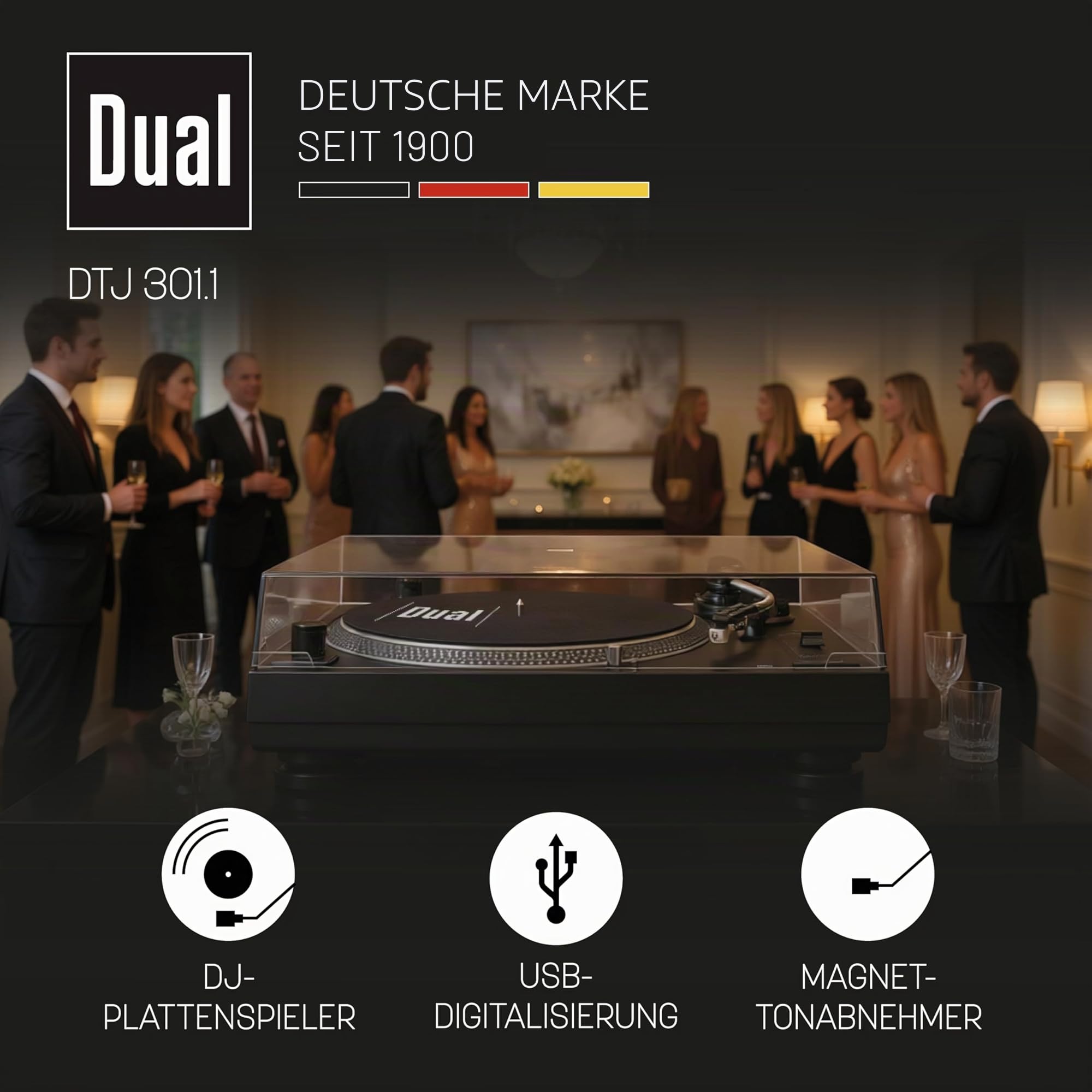 dual-dtj-301-1-usb-dj-plattenspieler-direktantrieb-pitch-schwarz-mit-at3600 image 2
