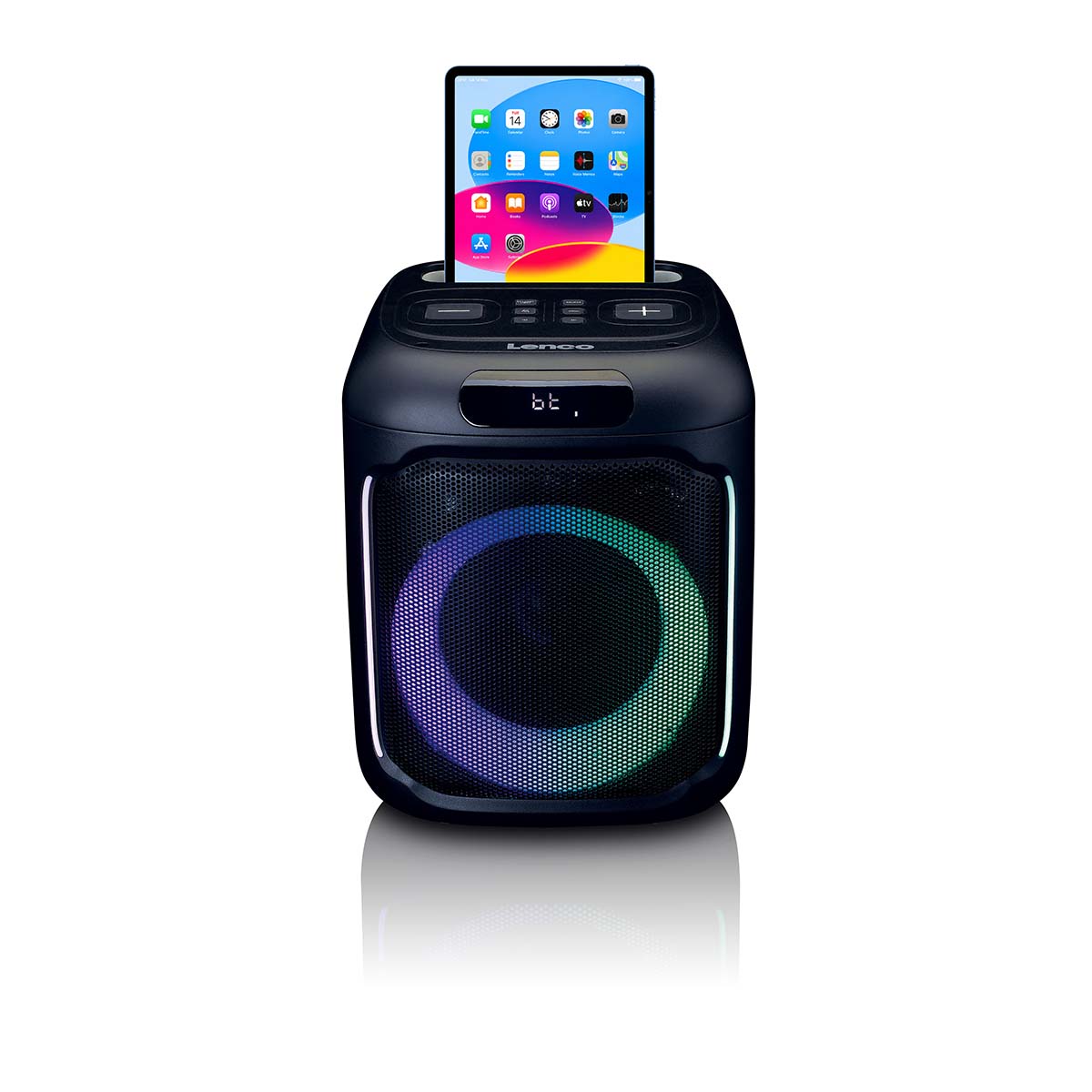 lenco-pa-101bk-bluetooth-party-speaker-100w-mit-led-licht-usb-und-14h-akku-schwa image 2