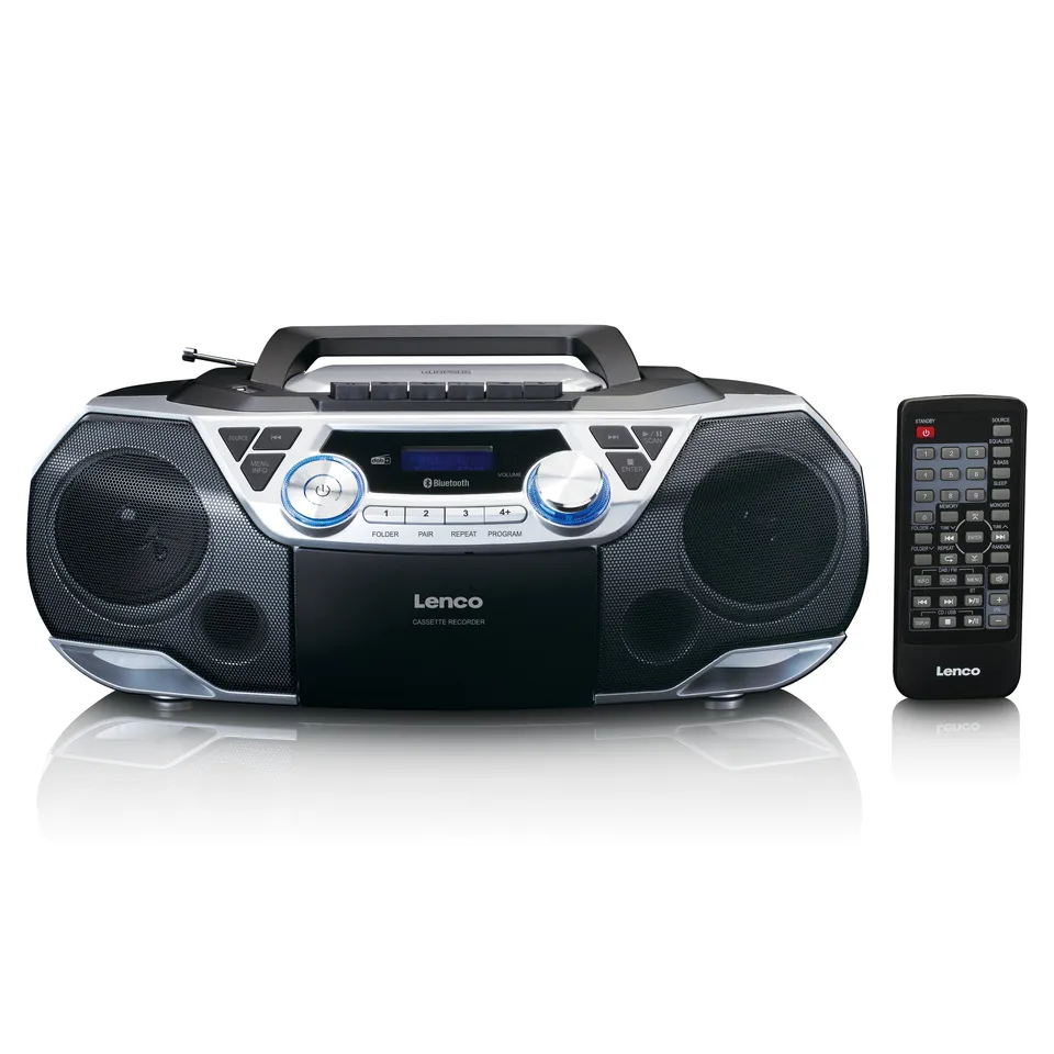 lenco-scd-720si-boombox-dab-fm-bluetooth-cd-kassette-usb-silber image 1