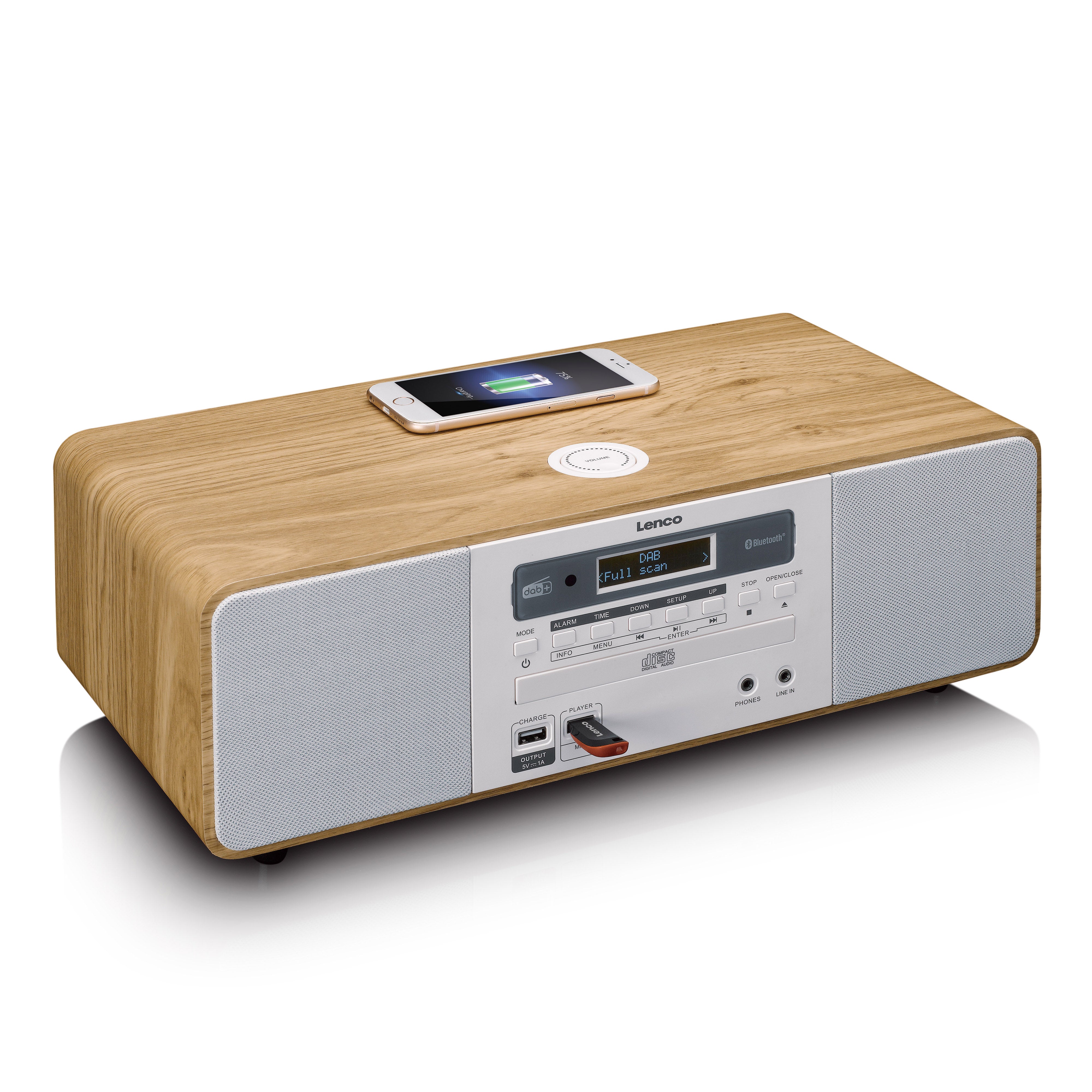 lenco-dar-251wdwh-stereoanlage-mit-dab-fm-cd-usb-bluetooth-und-qi-holz-wei image 8