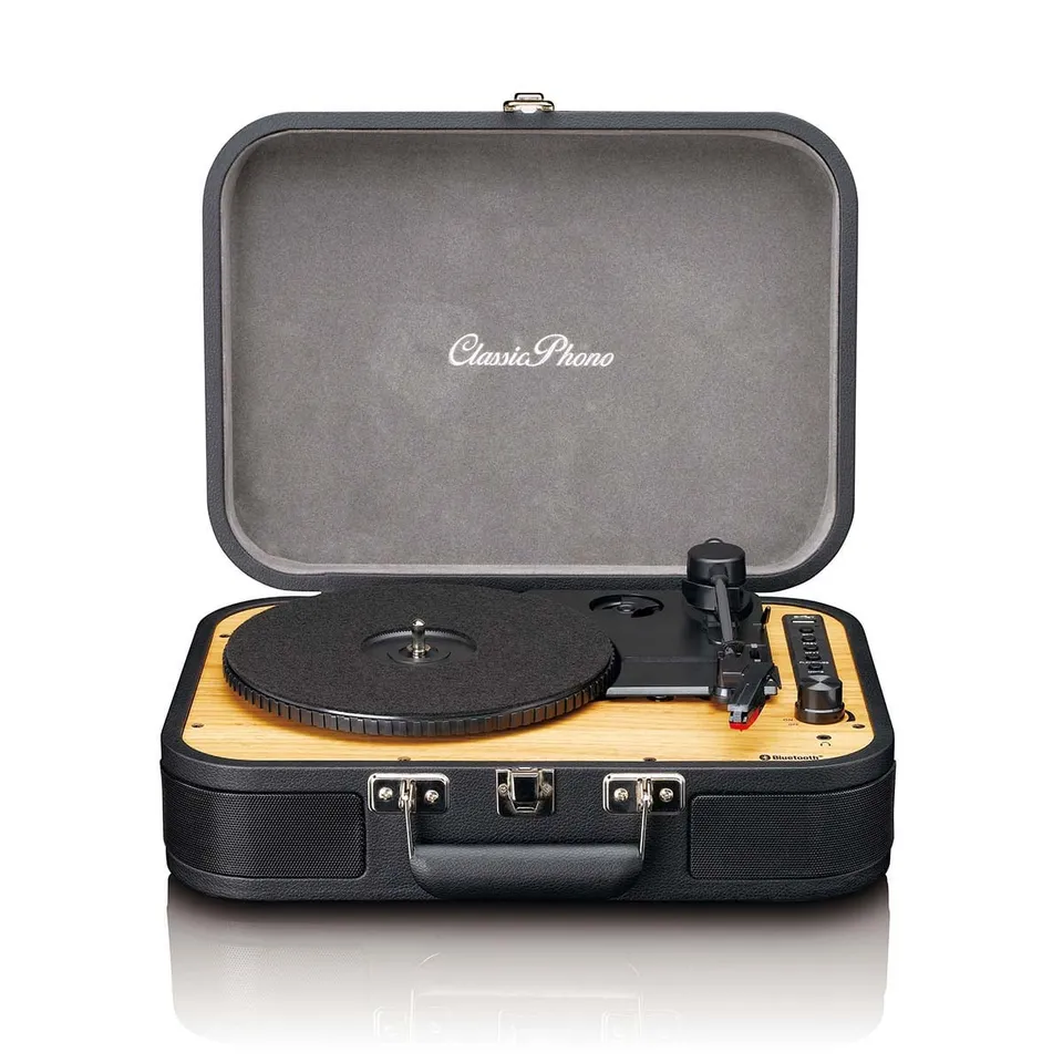 classic-phono-by-lenco-tt-116bk-retro-koffer-plattenspieler-mit-bluetooth-und-sp image 1