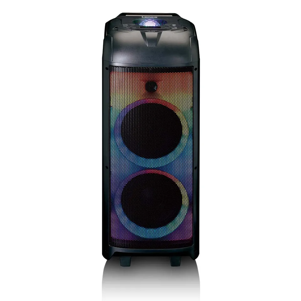 lenco-pa-260bk-party-lautsprecher-150-watt-rms-mit-led-licht-und-discokugel-schw image 1