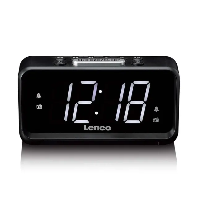 lenco-cr-28bk-uhrenradio-mit-led-display-dimmer-und-nachtlicht-schwarz image 1