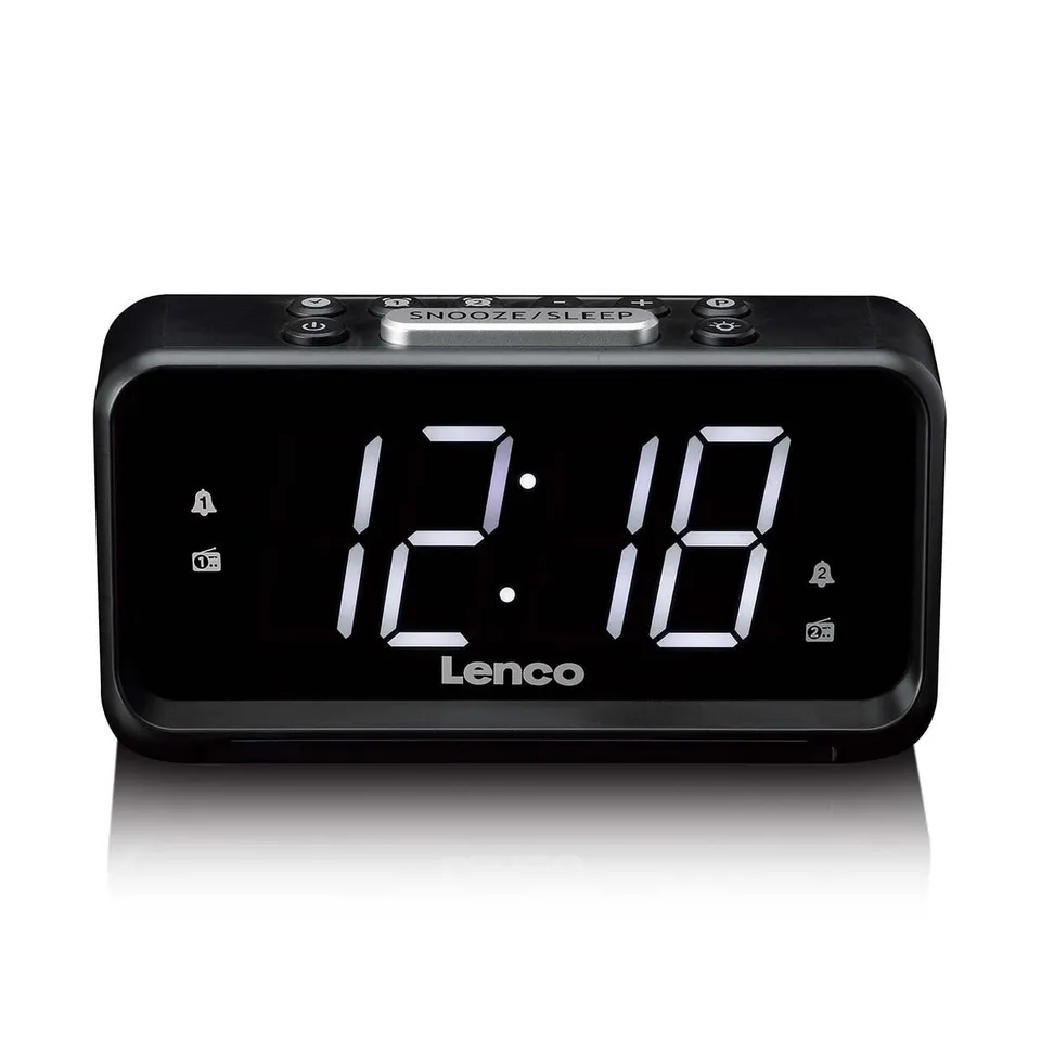 lenco-cr-28bk-uhrenradio-mit-led-display-dimmer-und-nachtlicht-schwarz image 1