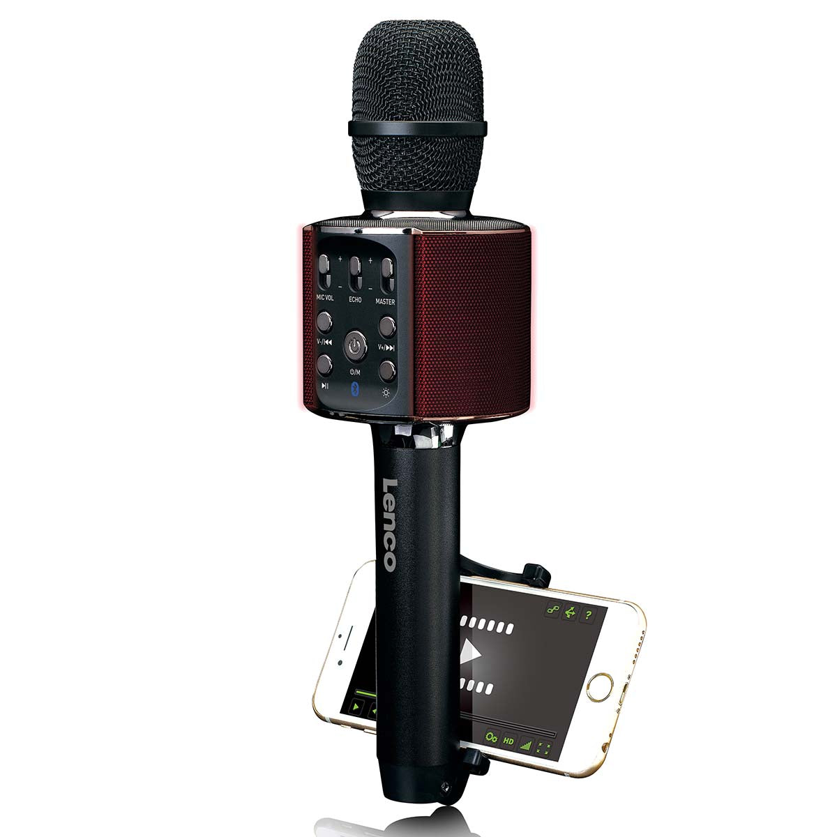 lenco-bmc-090bk-bluetooth-karaoke-mikrofon-mit-speaker-und-licht-schwarz image 4