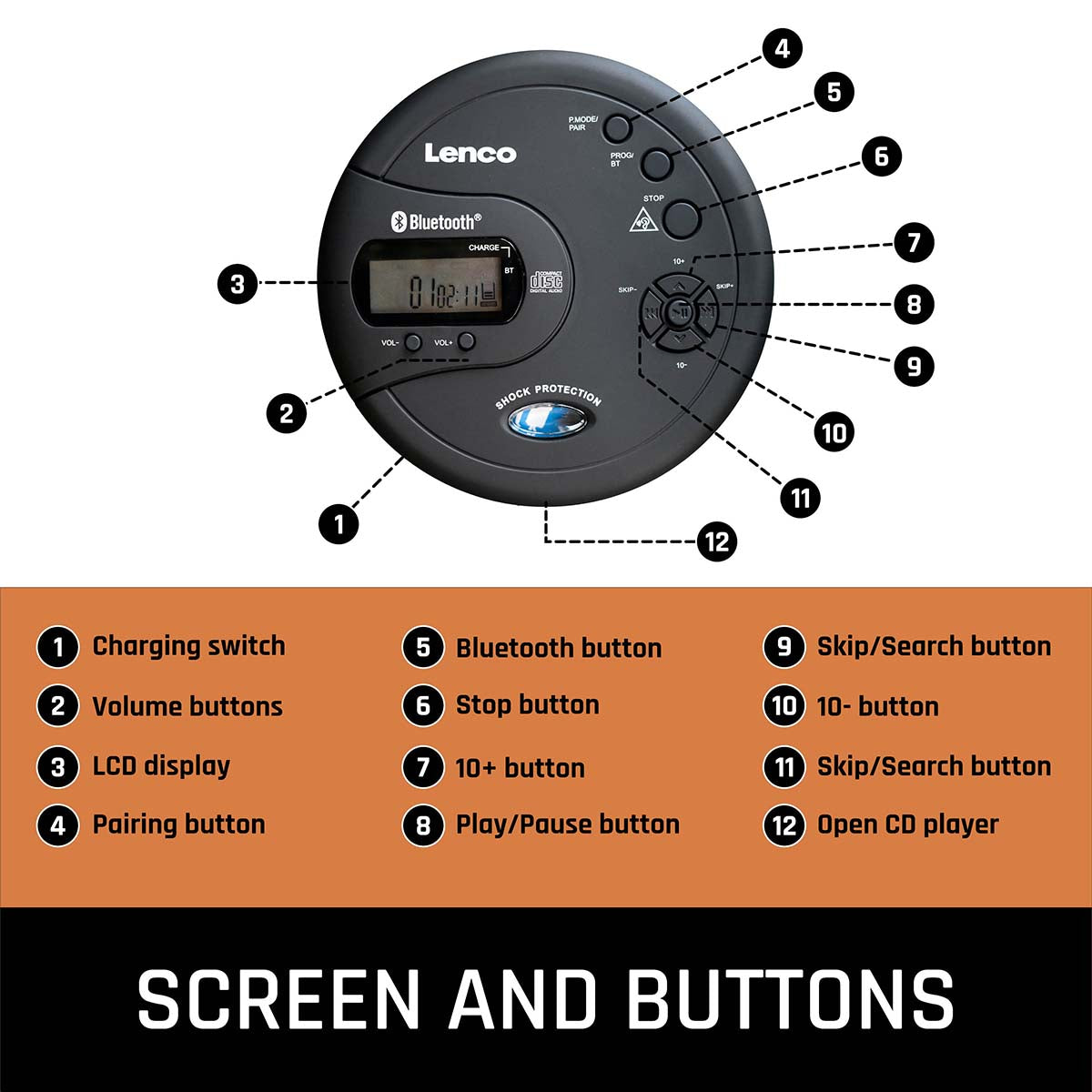 lenco-cd-300bk-tragbarer-bluetooth-cd-mp3-player-schwarz-mit-anti-shock image 4