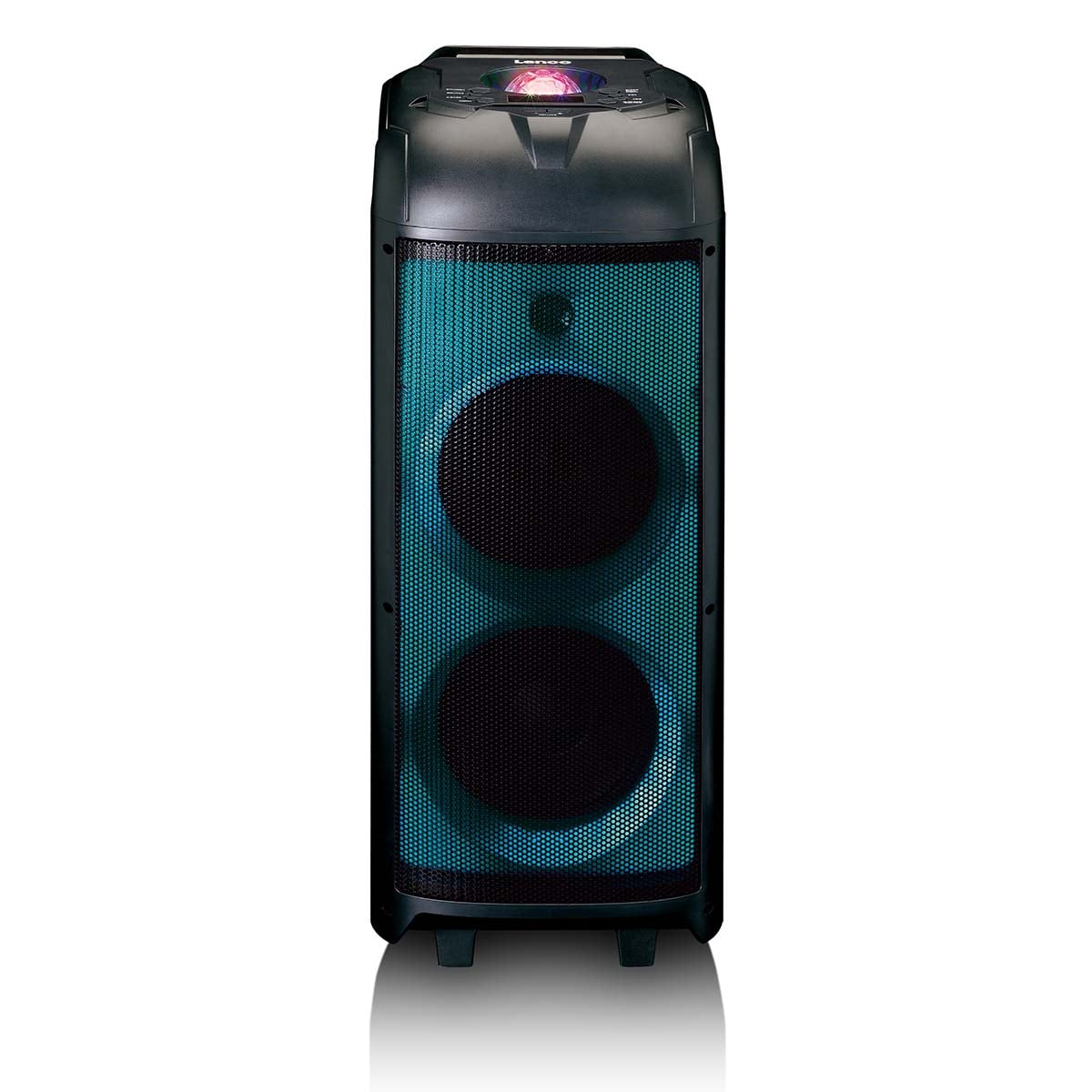 lenco-pa-260bk-party-lautsprecher-150-watt-rms-mit-led-licht-und-discokugel-schw image 2