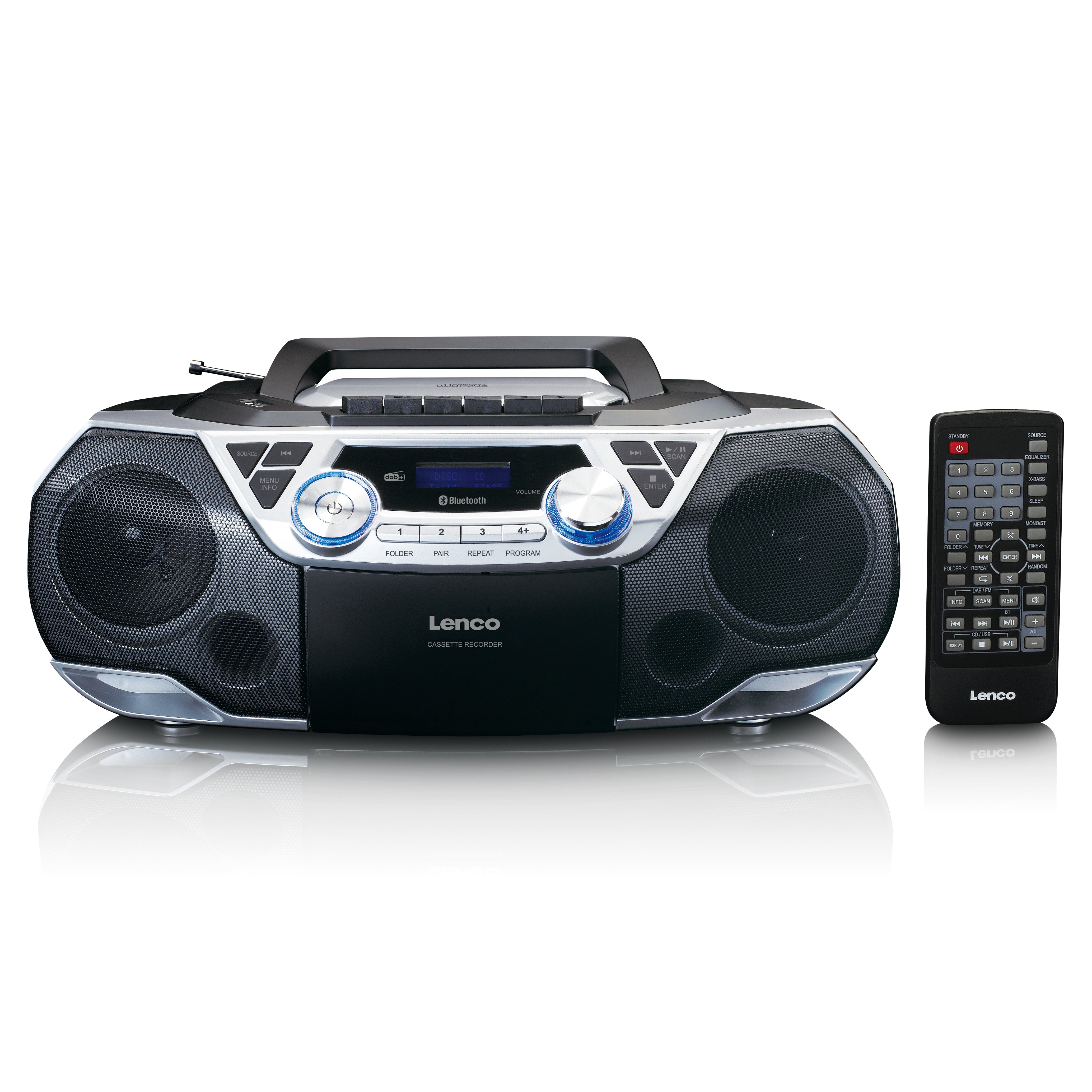 lenco-scd-720si-boombox-dab-fm-bluetooth-cd-kassette-usb-silber image 1