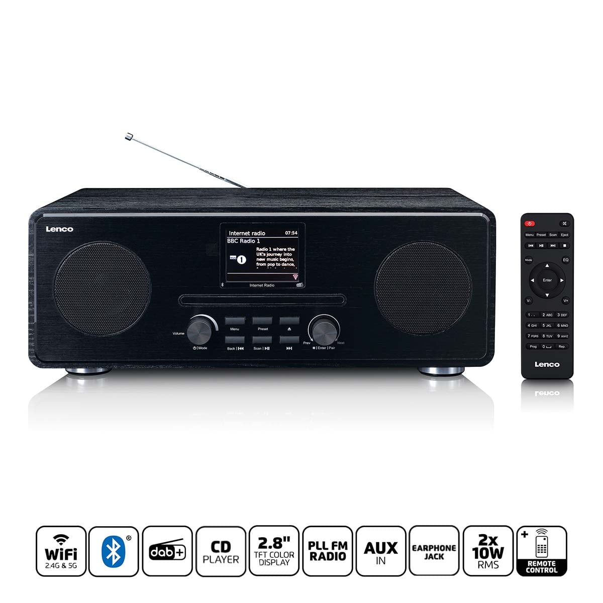 lenco-dir-260bk-internet-dab-fm-radio-mit-cd-player-und-bluetooth-schwarz image 4