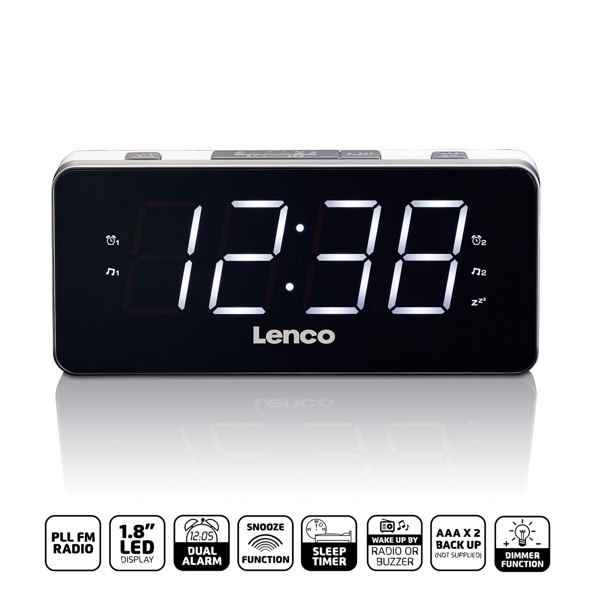 lenco-cr-18-fm-weckerradio-mit-1-8-led-display-wei image 4
