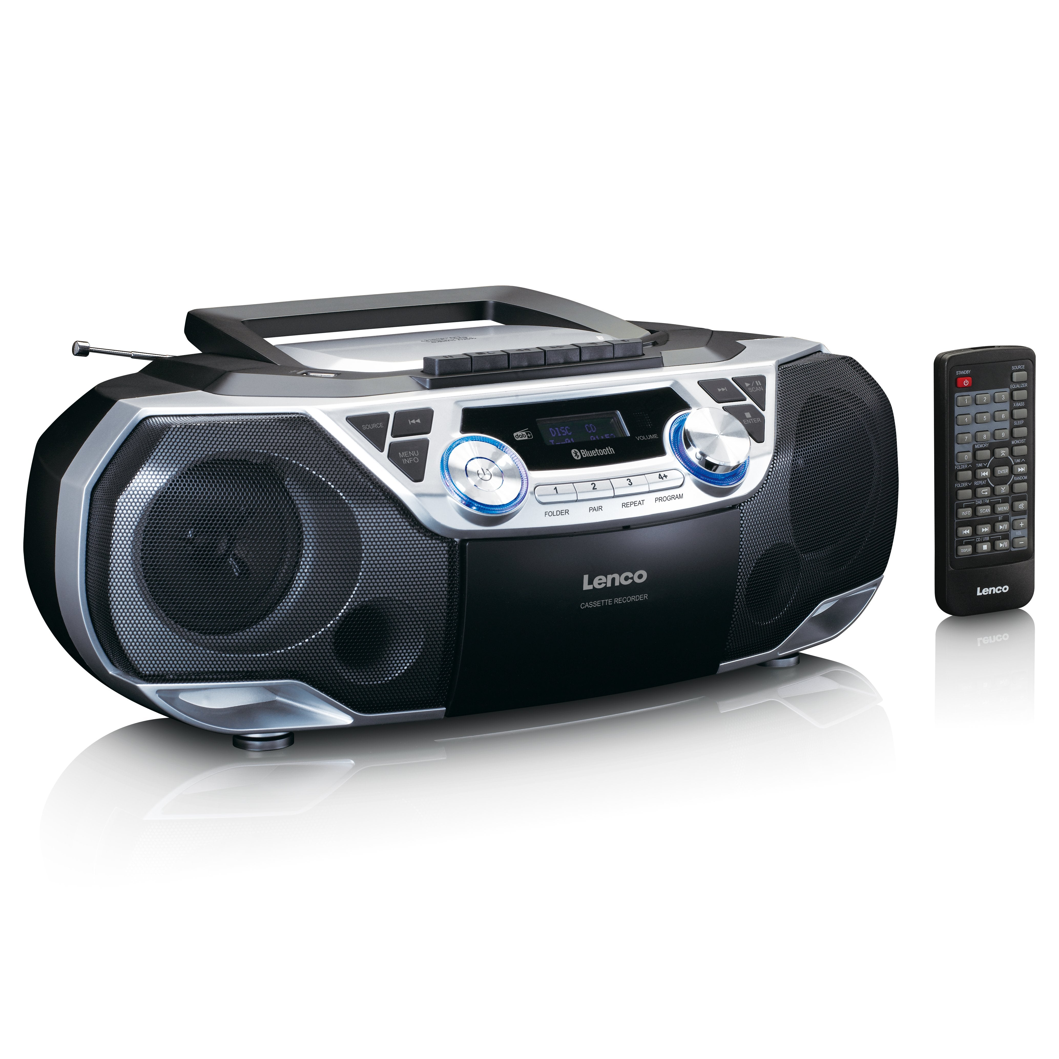 lenco-scd-720si-boombox-dab-fm-bluetooth-cd-kassette-usb-silber image 4