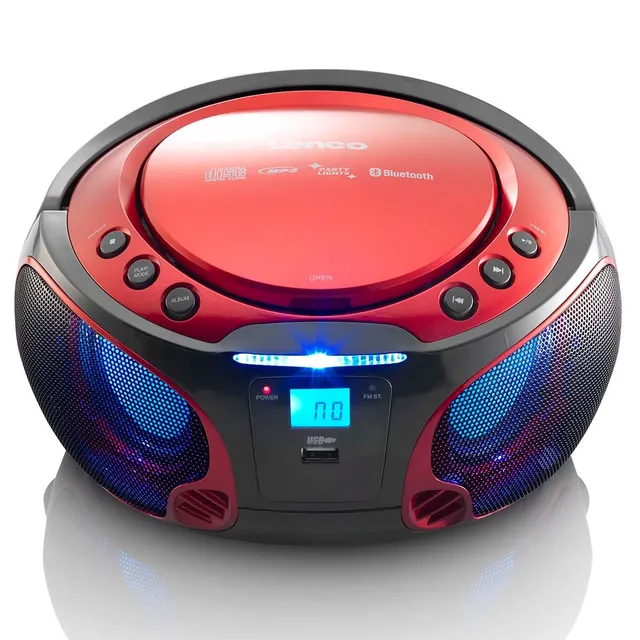 lenco-scd-550rd-tragbarer-cd-player-mit-fm-radio-bluetooth-usb-rot image 1