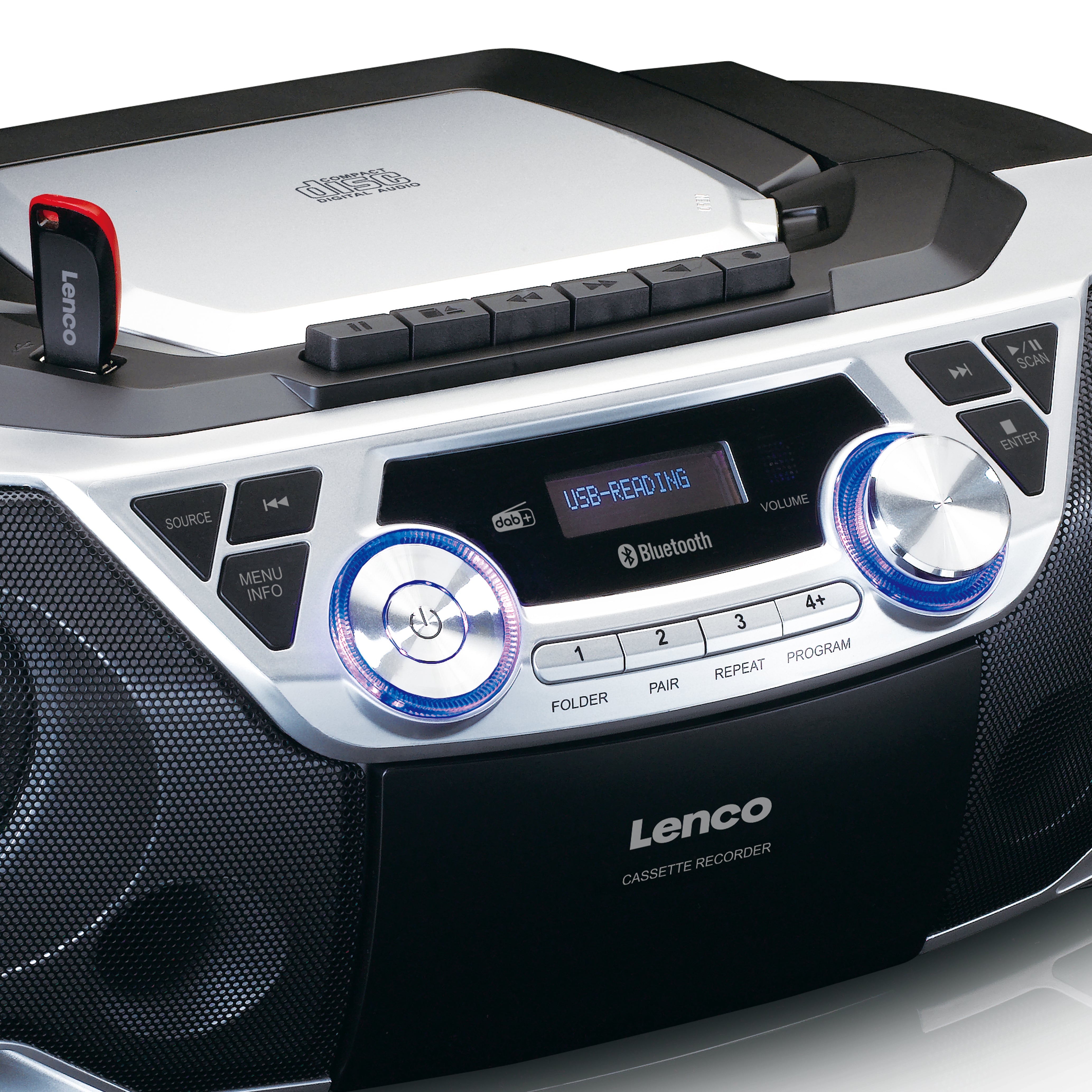 lenco-scd-720si-boombox-dab-fm-bluetooth-cd-kassette-usb-silber image 7