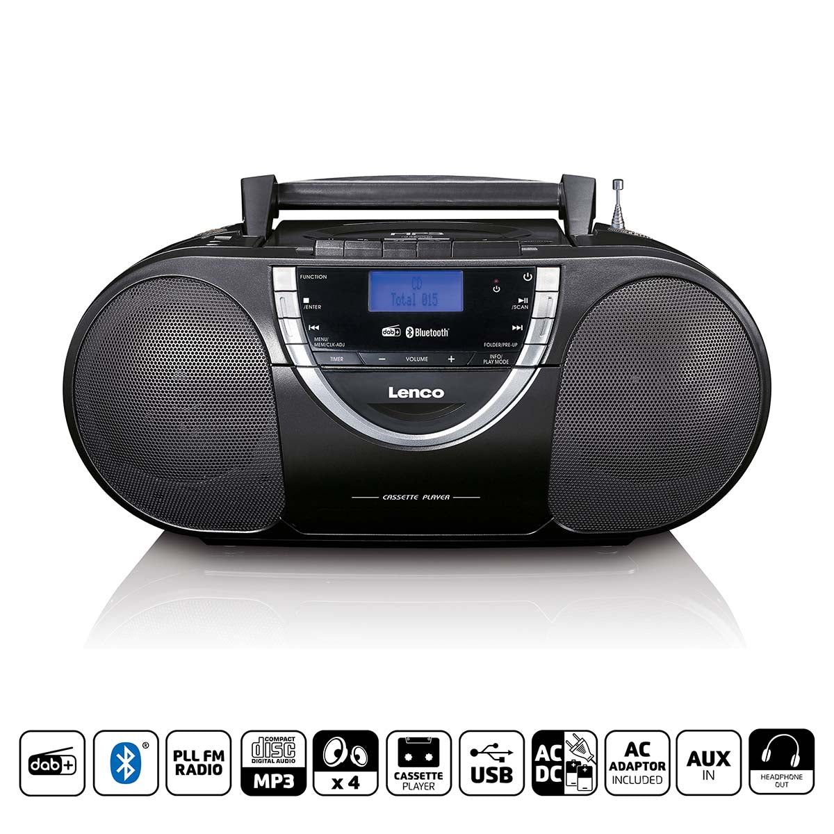 lenco-scd-6900bk-grau-tragbare-dab-boombox-mit-cd-bluetooth-kassette-usb image 7