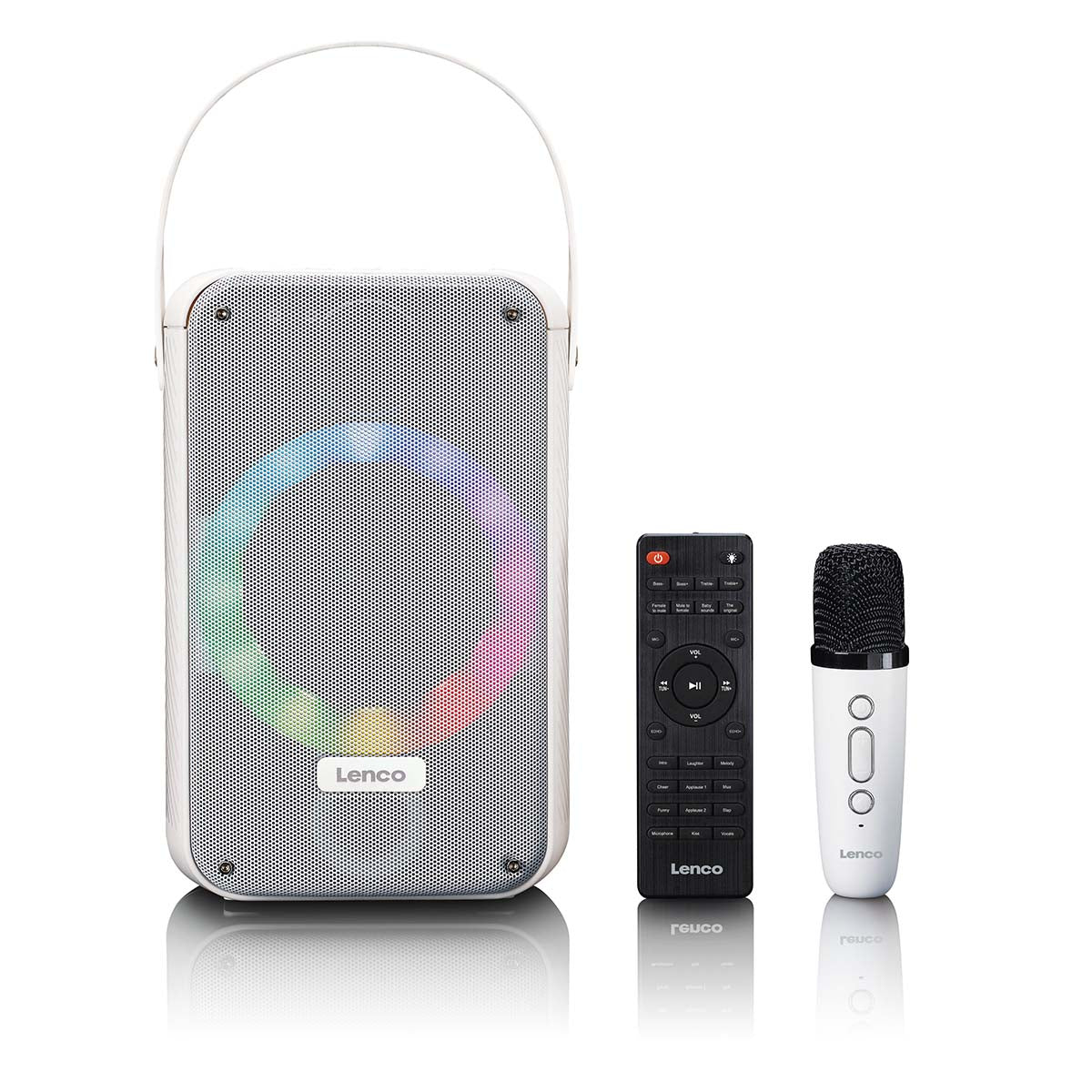 lenco-btc-060wh-karaoke-set-bluetooth-lautsprecher-mit-kabellosem-mikrofon-led-d image 2