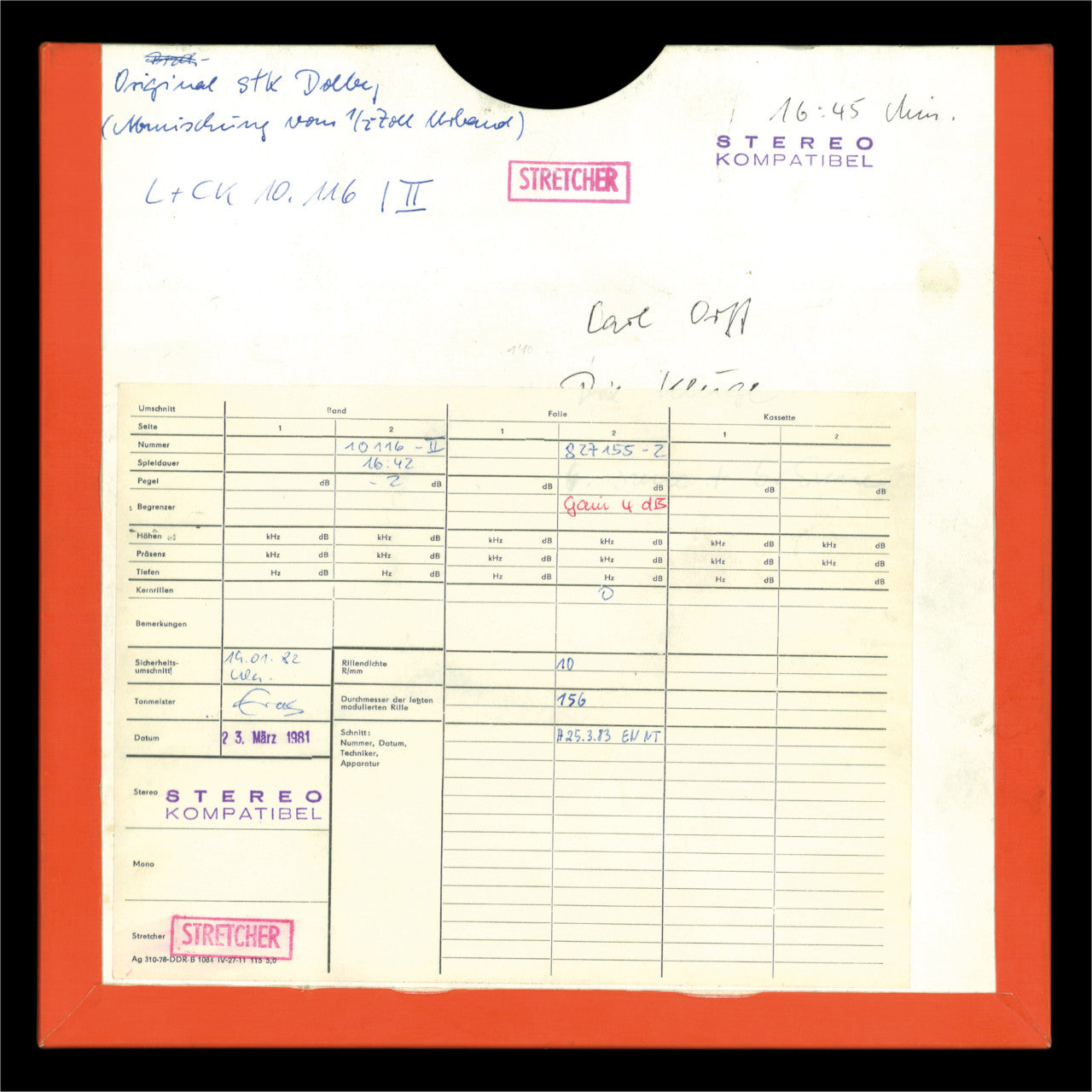 revox-master-tape-edition-carl-orff-die-kluge-kegel-1978-79 image 8