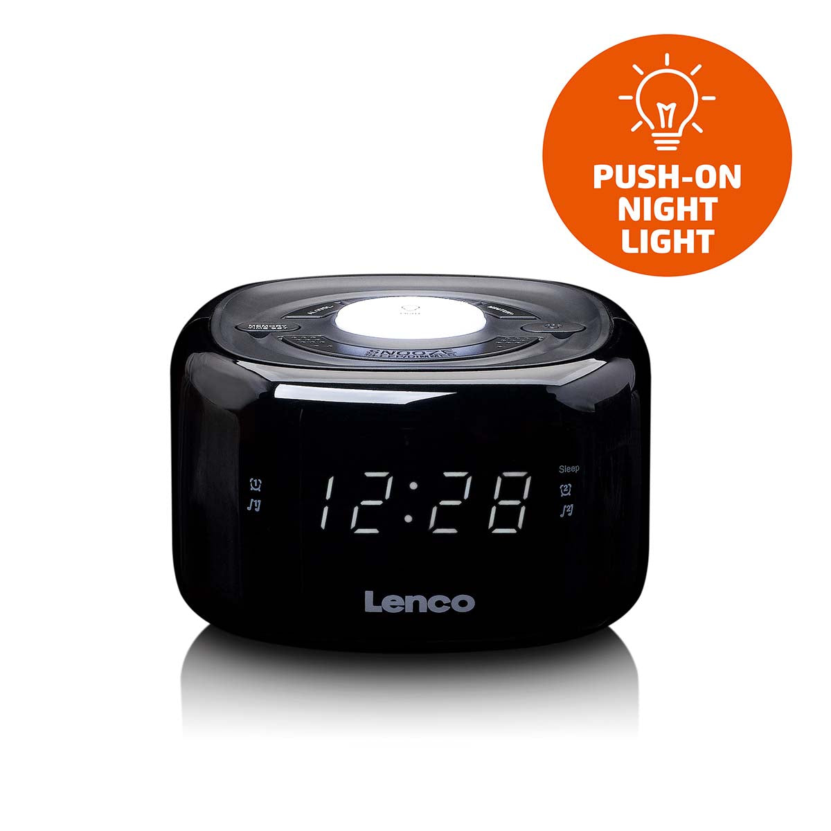 lenco-cr-12bk-fm-radiowecker-mit-nachtlicht-und-dual-alarm-schwarz image 2