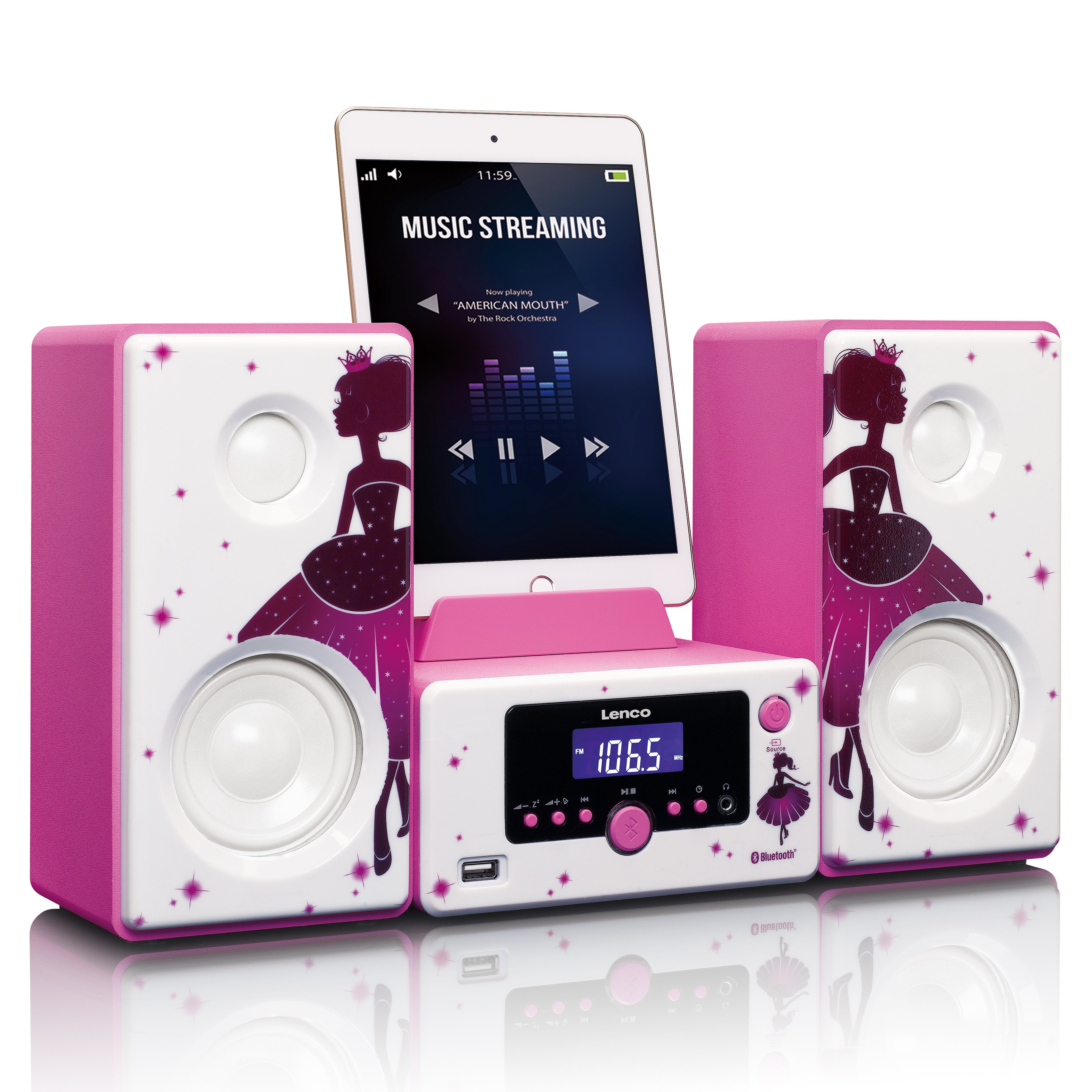 lenco-mc-020-princess-micro-stereoanlage-mit-fm-bluetooth-usb-aux-princess image 5