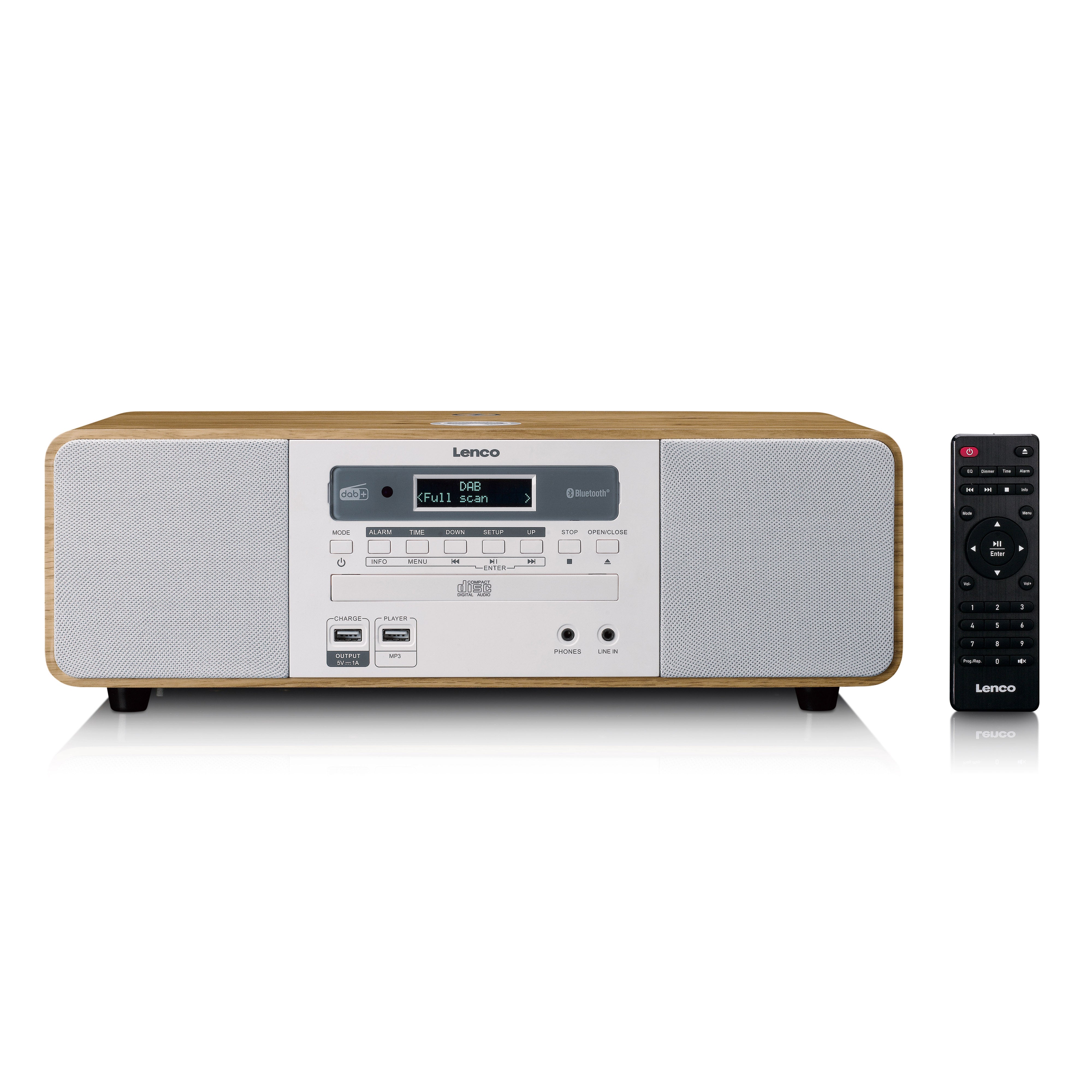 lenco-dar-251wdwh-stereoanlage-mit-dab-fm-cd-usb-bluetooth-und-qi-holz-wei image 1