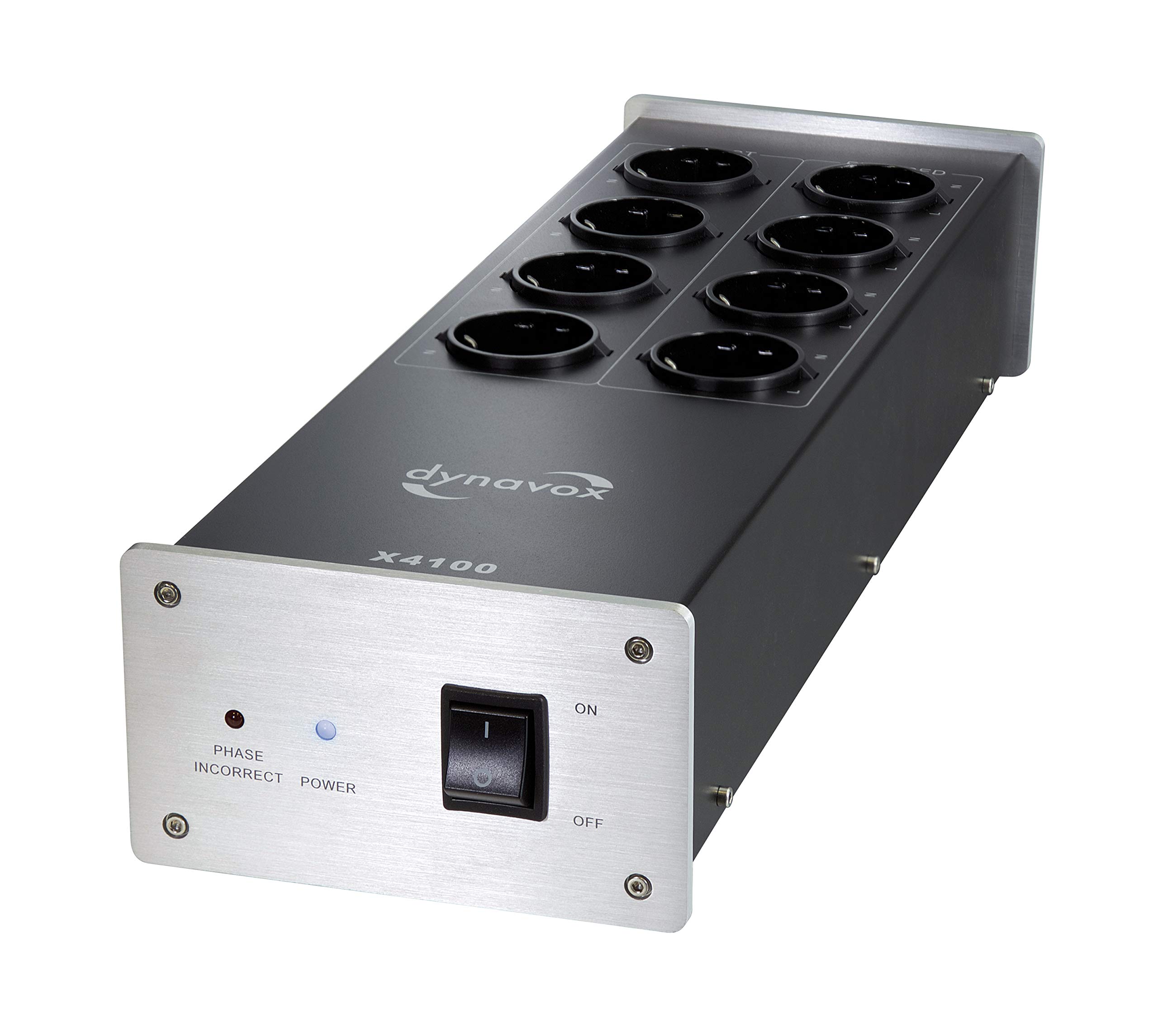 dynavox-x4100s-hifi-netzfilter-mehrfach-steckdose-8-fach-silber-mit-phasen-led image 1