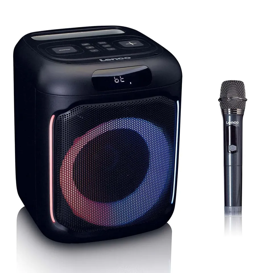 lenco-pa-101bk-bluetooth-party-speaker-100w-mit-led-licht-usb-und-14h-akku-schwa image 1