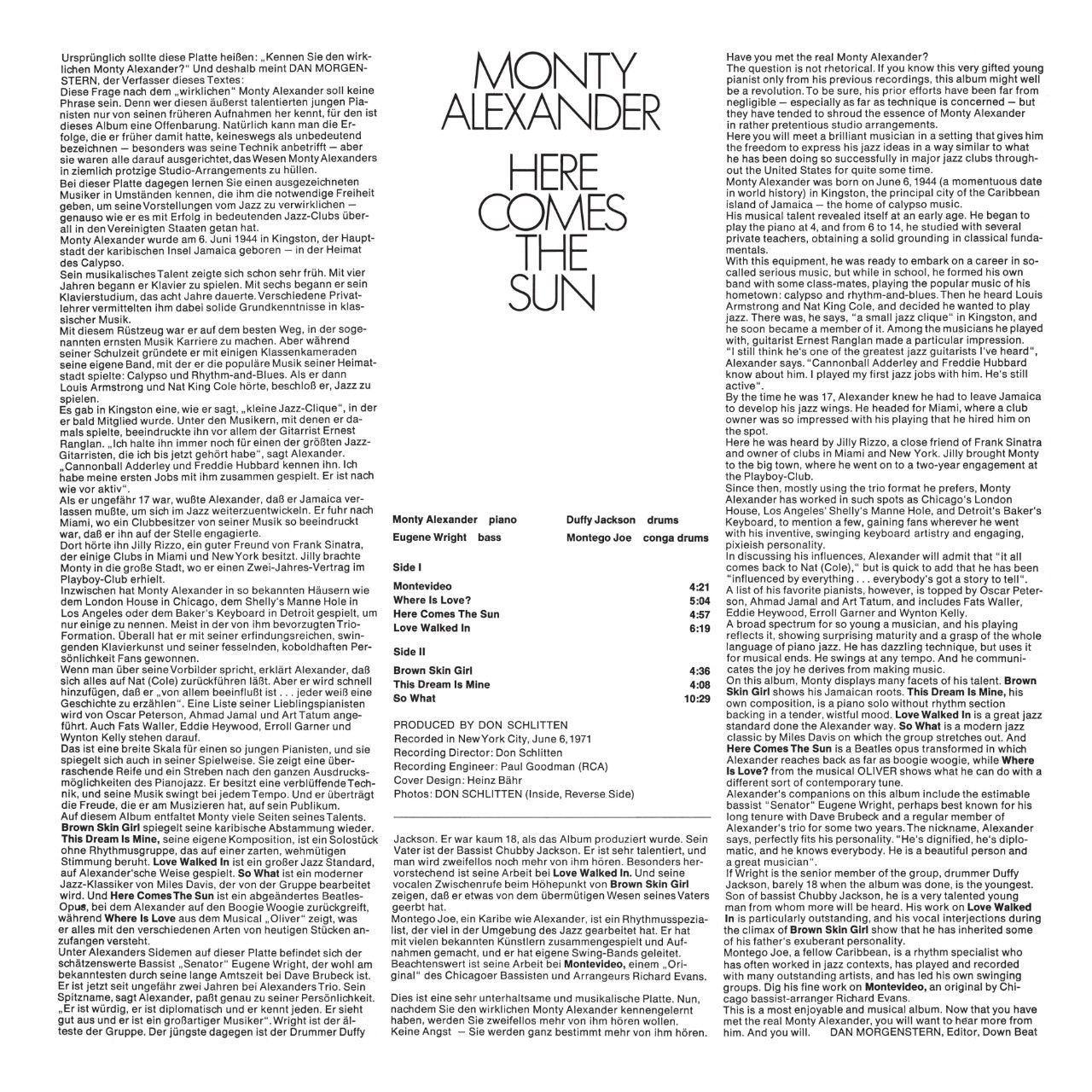 revox-master-tape-edition-monty-alexander-here-comes-the-sun-jazz-1971 image 2