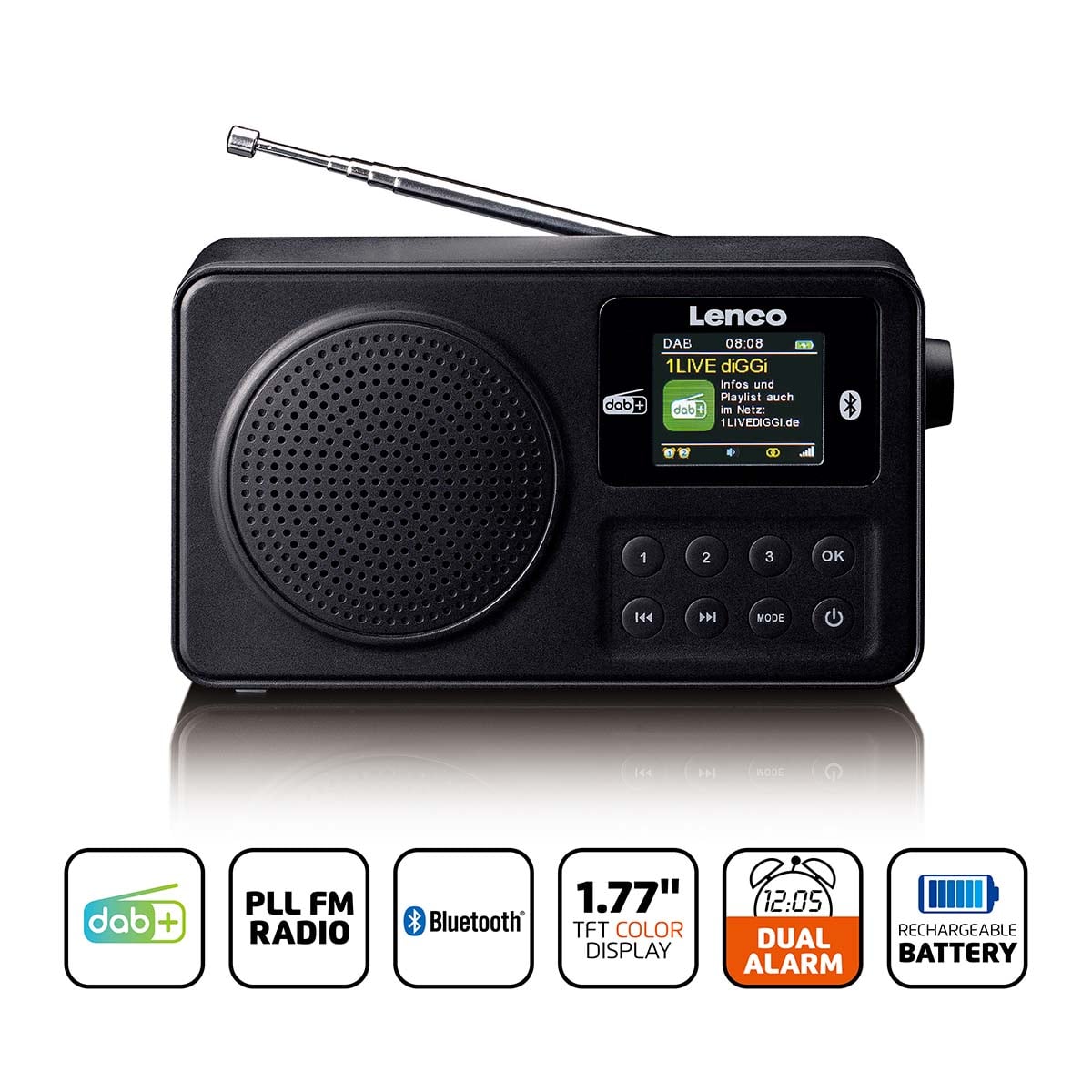 lenco-pdr-033bk-tragbares-dab-fm-radio-mit-bluetooth-und-akku-schwarz image 8