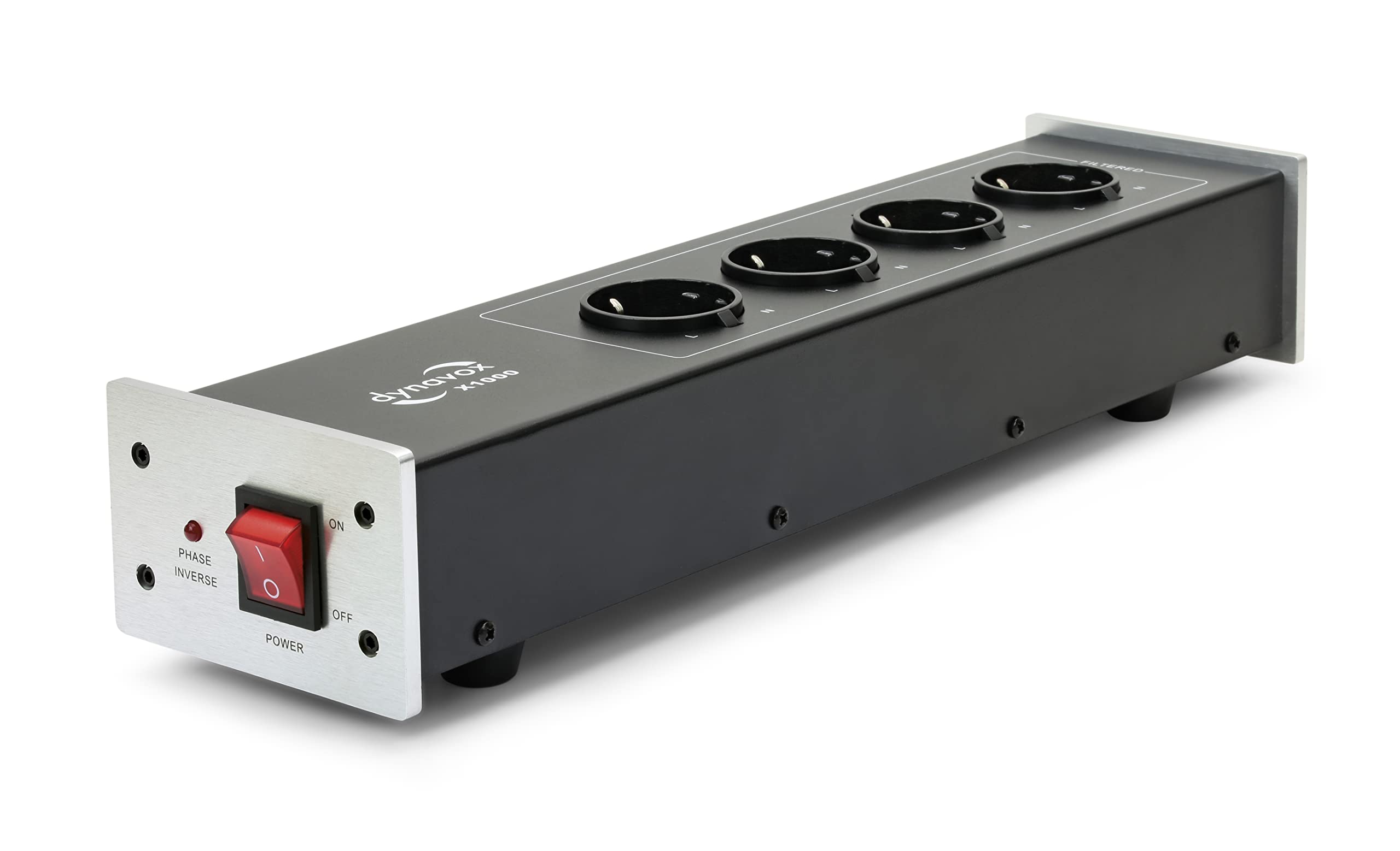 dynavox-x1000s-hifi-netzfilter-steckdosenleiste-mit-4-gefilterten-pl-tzen-silber image 1