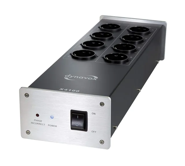 dynavox-x4100s-hifi-netzfilter-mehrfach-steckdose-8-fach-silber-mit-phasen-led image 1