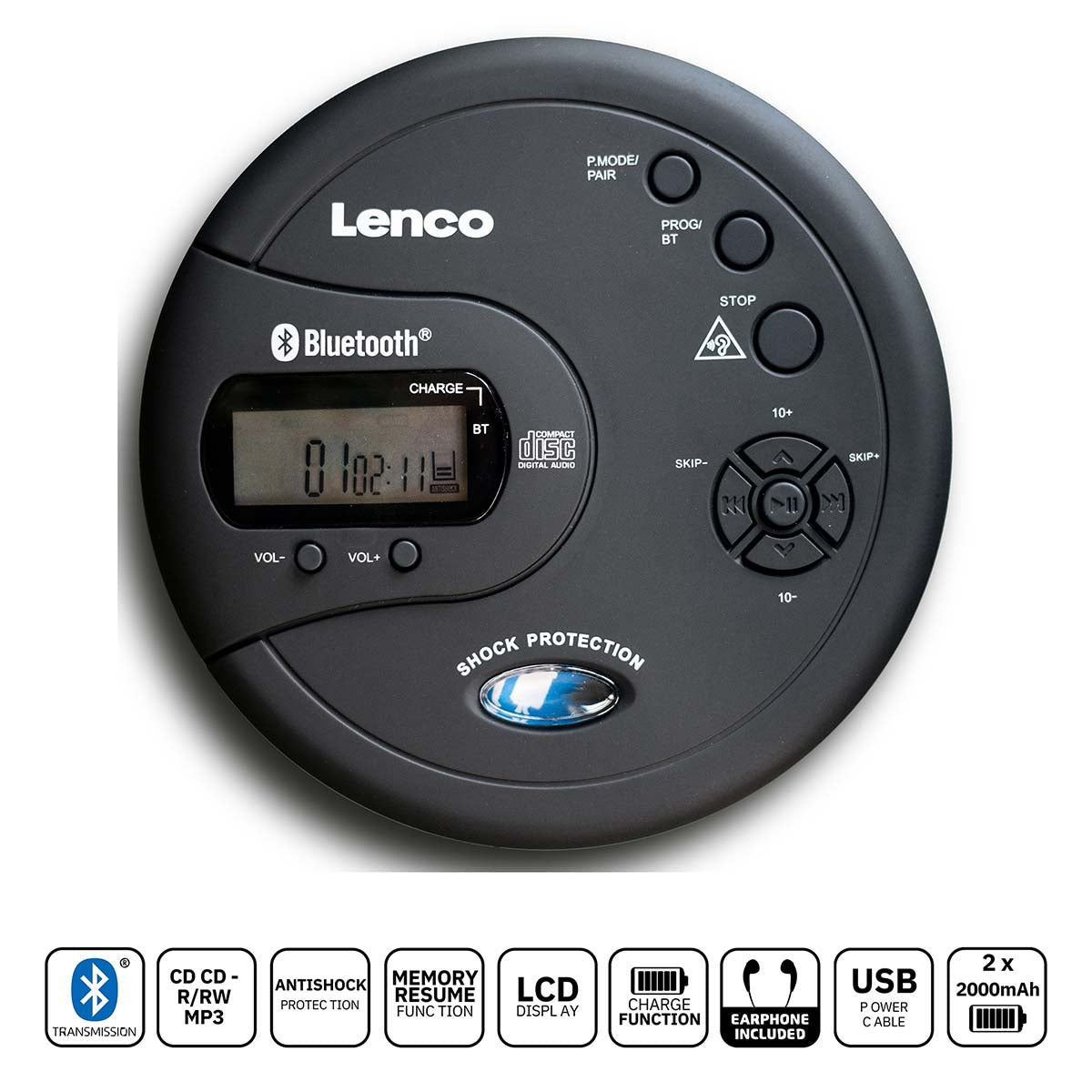 lenco-cd-300bk-tragbarer-bluetooth-cd-mp3-player-schwarz-mit-anti-shock image 5