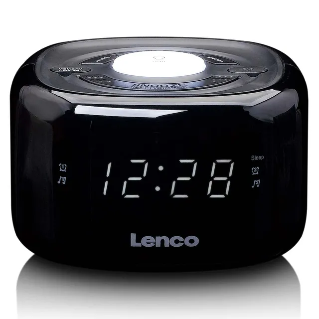 lenco-cr-12bk-fm-radiowecker-mit-nachtlicht-und-dual-alarm-schwarz image 1