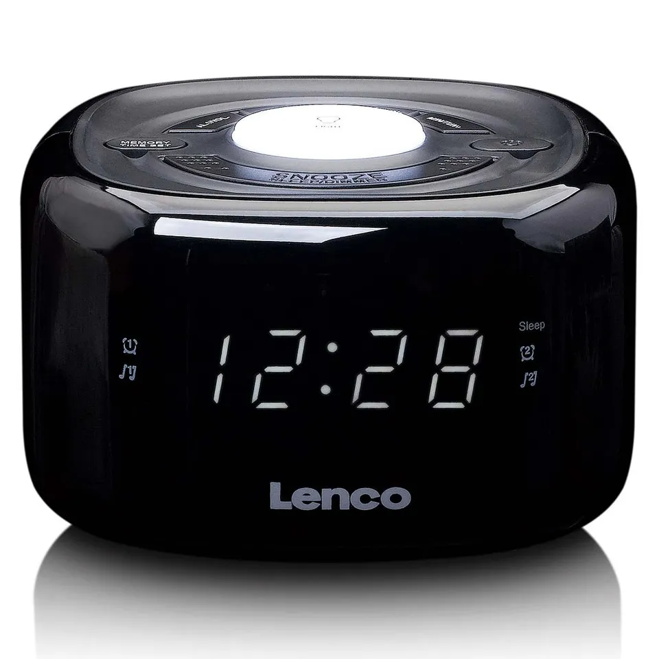 lenco-cr-12bk-fm-radiowecker-mit-nachtlicht-und-dual-alarm-schwarz image 1