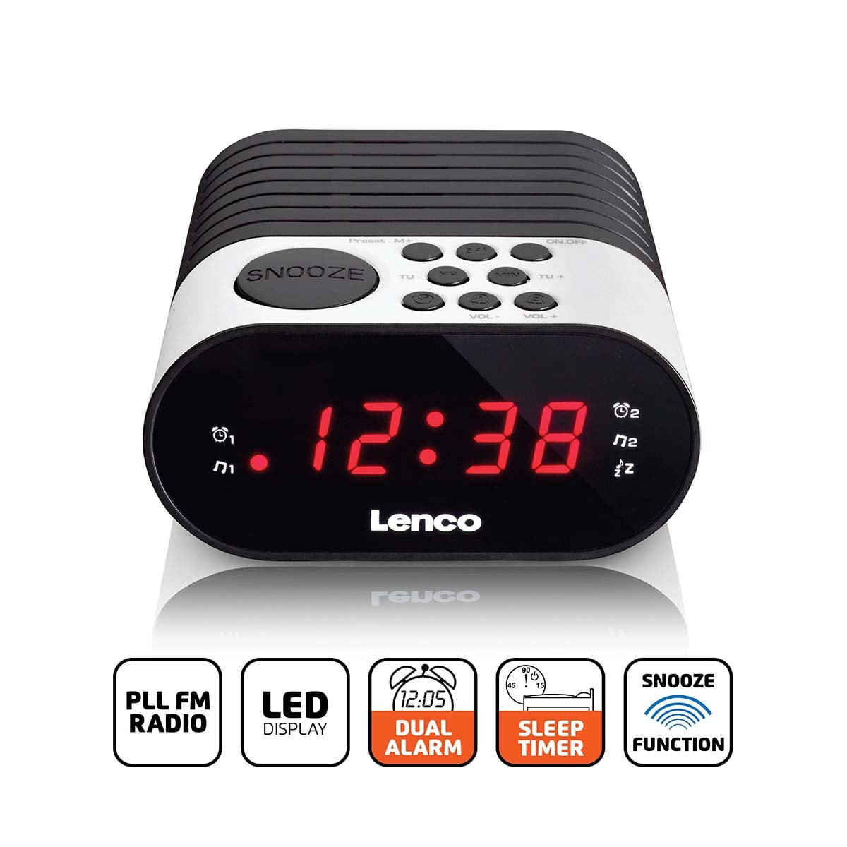 lenco-cr-07-white-fm-wekkerradio-mit-slaaptimer-en-dubbele-alarm-functie-wit image 5