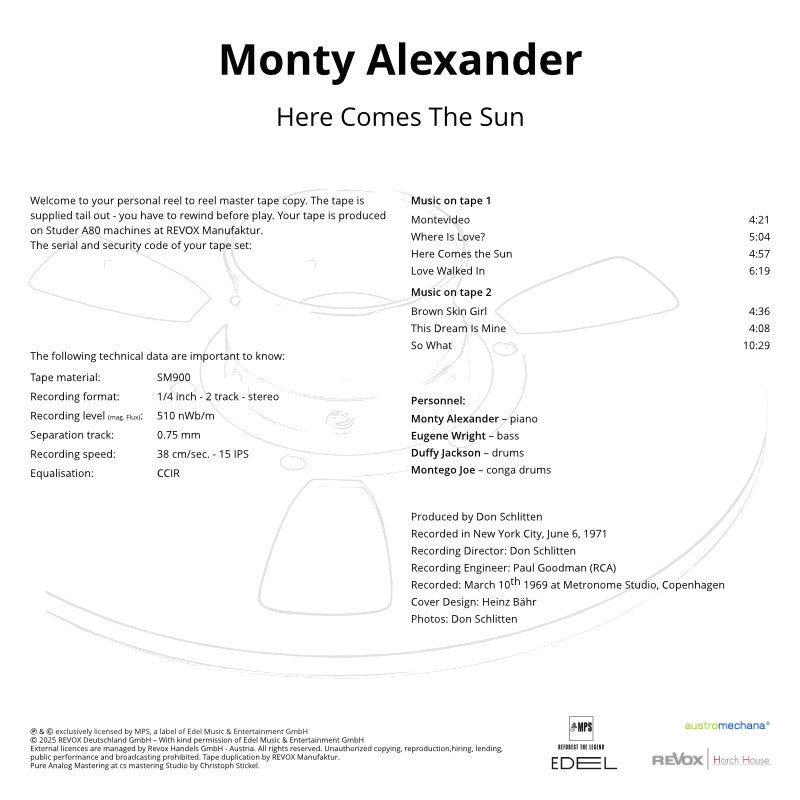 revox-master-tape-edition-monty-alexander-here-comes-the-sun-jazz-1971 image 4
