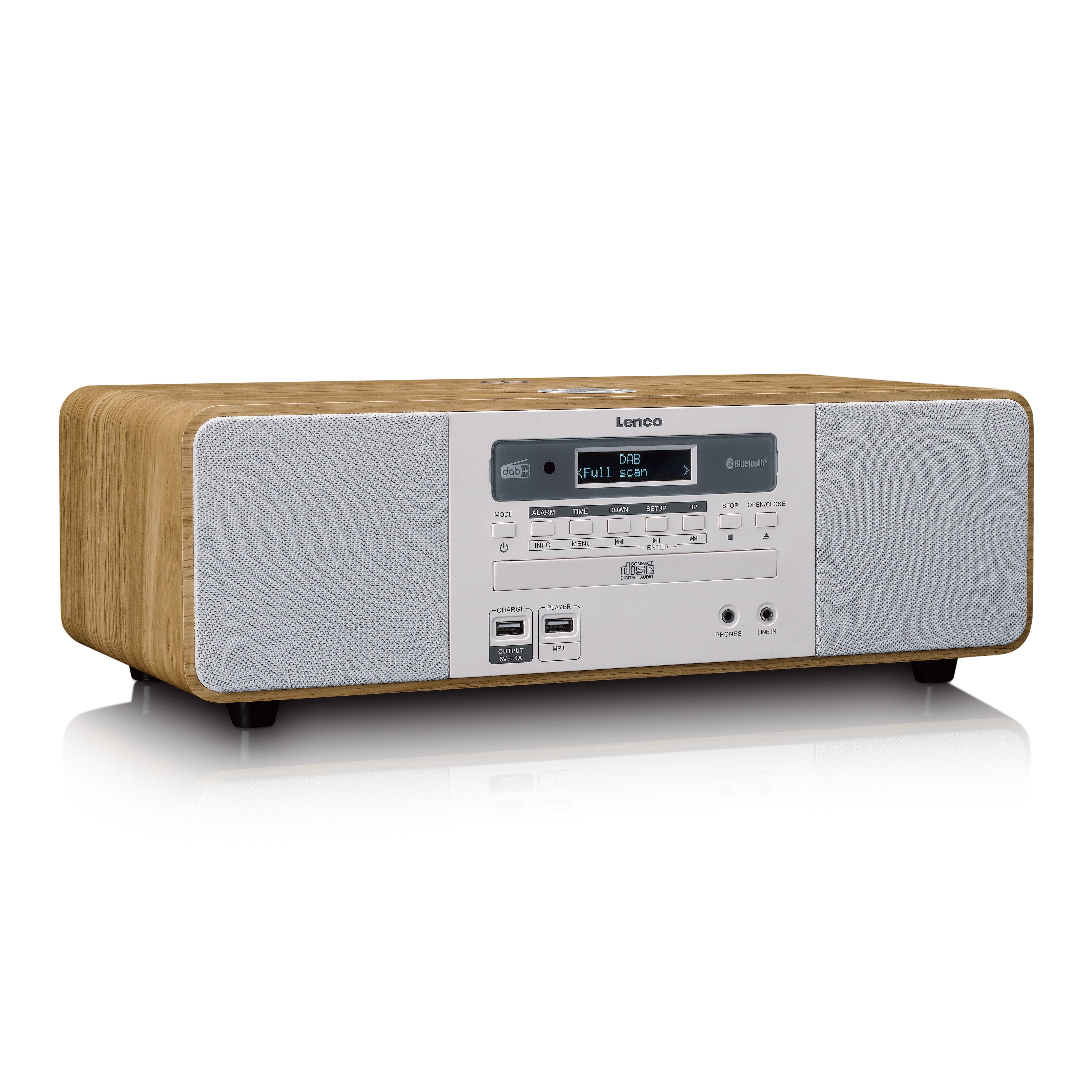 lenco-dar-251wdwh-stereoanlage-mit-dab-fm-cd-usb-bluetooth-und-qi-holz-wei image 2