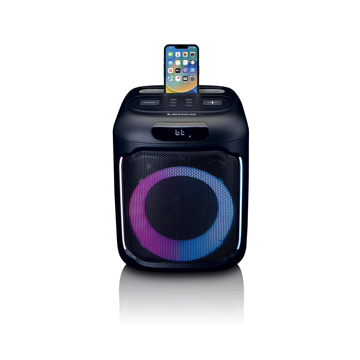 lenco-pa-101bk-bluetooth-party-speaker-100w-mit-led-licht-usb-und-14h-akku-schwa image 3